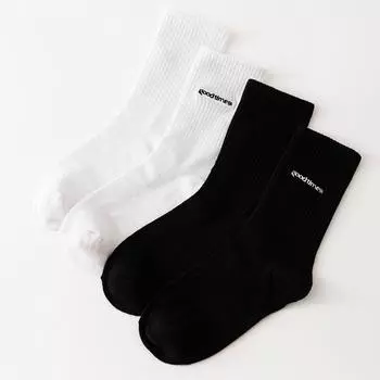 2 пары простых женских носков, белые, черные хлопковые носки Y2k, носки с надписью, спортивные носки с вышивкой для девочек One Size