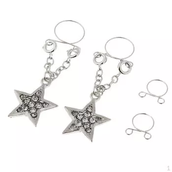 2 пары регулируемых украшений для тела без пирсинга