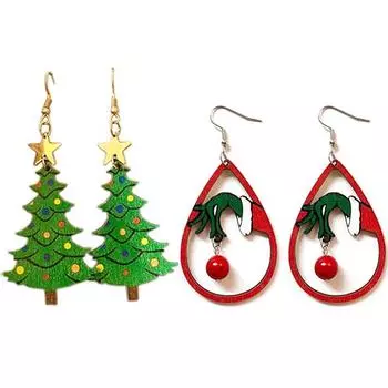 2 пары рождественских серег, легкие длинные серьги-подвески для рождественского подарка