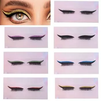 2 пары самоклеящихся подводок для глаз, накладных ресниц, макияжа глаз, теней для век, наклейки для женщин синий