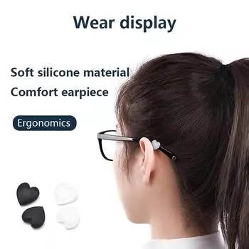2 пары силиконовых противоскользящих держателей для ушей в форме сердца, держателей для очков, держателей для ушей, держателей для очков, аксессуаров, фиксаторов для очков чёрный