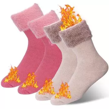 2 пары термоносков для женщин, носки для девочек, для экстремально холодной погоды, зимние, теплые, мягкие, уютные носки с подарком EU36-42