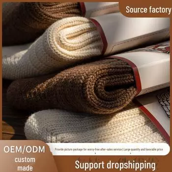 «[2 пары] толстые носки с иголкой и ниткой для женщин на осень/зиму, средние и длинные хлопковые носки для мужчин» One Size; 2 pairs бежевый/верблюд