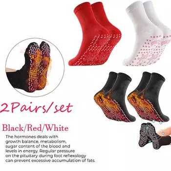 2 пары носков для похудения Tourmaline Health Sock, Health Sock, термотерапевтические носки, самонагревающиеся носки, для похудения и здоровья для мужчин и женщин 2 Pairs/set красный