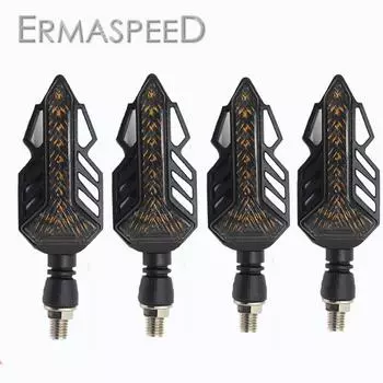 2 пары указателей поворота для мотоцикла, Cafe Racer, светодиодная проточная вода, последовательная мигалка, индикаторная лампа для мотоцикла