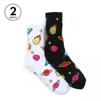 (2 пары) Уличные модные женские носки с круглым вырезом Smlie Cosmos JI45 22 - 25 cm