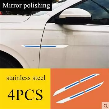 2 пары Универсальная нержавеющая сталь Боковая накладка крыла кузова автомобиля Декорация Хром Синий