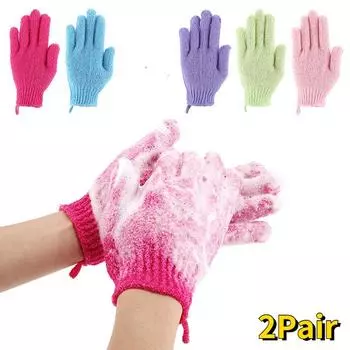 2 пары ванна для пилинга, отшелушивающая рукавица, перчатки для душа, скраб, перчатки, резистентная массажная губка для тела, мытье кожи, увлажняющая спа-пена red&pink 2pair miexd
