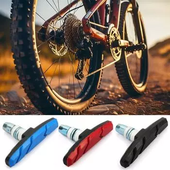 2 пары велосипедных тормозных колодок, легкие, бесшумные, универсальные, для горного и дорожного велосипеда, V-образные тормозные колодки, сменные резиновые колодки, аксессуары для велоспорта красный