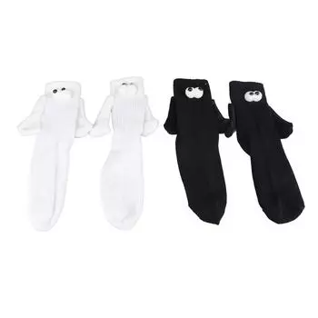 2 пары забавных магнитных присосок 3D кукольных парных носков забавные держащиеся за руки носки для пары черного и