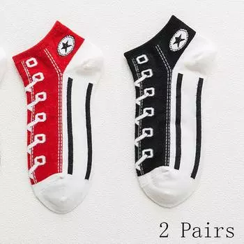 2 пары забавных носков с принтом обуви, модные мягкие женские тапочки и носки в стиле Харадзюку в стиле хип-хоп One size
