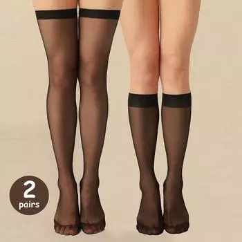 2 пары женских чулок, черно-белые кружевные чулки, теплые, удобные, дышащие, носки для икр, женские, универсальные, нейлоновые, гольфы JK One Size