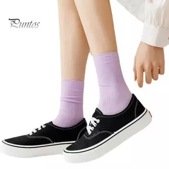 2 пары женских летних носков средней длины, тонкие противоскользящие охлаждающие однотонные высокоэластичные впитывающие пот домашние носки для взрослых, домашние носки для йоги, сложенные носки белый