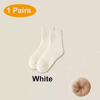 2 пары женских носков шерстяные зимние теплые носки цвет снежный макрон толстые плюшевые мохнатые мягкие послеродовые чулки напольные носки для сна