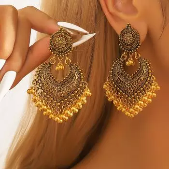 2 пары женских сережек-колокольчиков в стиле ретро, этнического богемного стиля, с кисточками, летние пляжные серьги, праздничный подарок для вечеринки или свидания