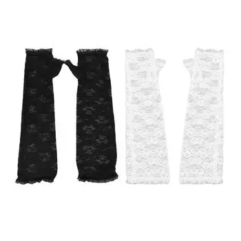 2 пары женских солнцезащитных рукавов с полупальцами, кружевные, дышащие, благоприятные для кожи, УФ-защиты для вечеринок, ночных вечеринок