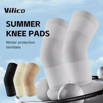 2 Pc Summer Special Ultra-Thin Breathable Cool Knee Pads, High Elastic Fabric Silicone Anti Slip Air Conditioning Room Knee Pads M