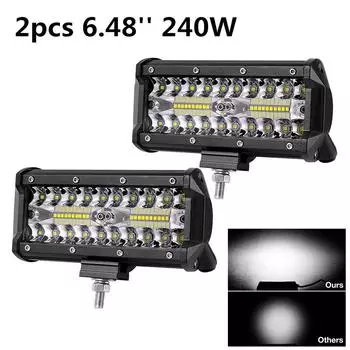 2 Pcs 6 240W Car Truck Boat Marine LED Working Lights Spot Flood Fog Lamps DRL