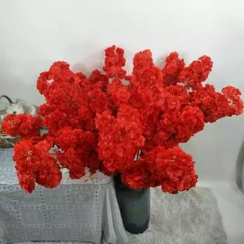 2 Pcs Artificial Cherry Blossom Branches Long Stems Flowers Fake Silk Bouquet Faux Cherry Blossom Flowers for Party Office Home Wedding Decor белый