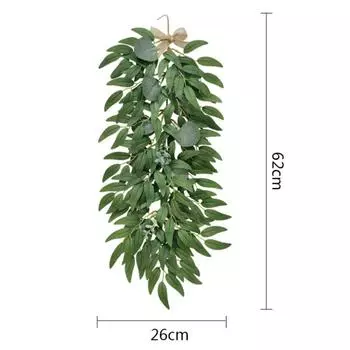 2 Pcs Artificial Encryption Simulated Willow Rattan Green Plant Wall Hanging for Home Balcony Wall Living Room Decoration