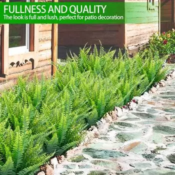 2 Pcs Artificial Ferns for Outdoors UV Resistant Lifelike Artificial Boston Fern Plastic Fake Boston Fern Environmentally