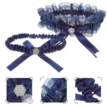 2 Pcs Bridal Garter Blue Wedding Decor Lace Garters for Bride Women Supplies Accessories Women s 18X13CM