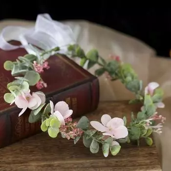 2 шт. свадебный зеленый венок из листьев в стиле бохо, цветочная повязка на голову, реквизит для фотосъемки, свадебный ореол для девочки-цветочницы, реквизит для фотосъемки беременных белый