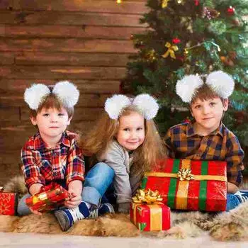 2 PCS Bright Silk Ball Headband Pompom Hair Tinsel Festive Ties Children Cosplay Foil Hoop Glittery 20x18x3.5cm