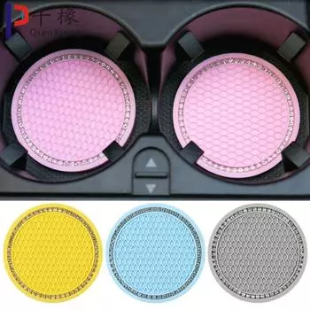 2 Pcs Car Cup Coasters for Cup Holder Universal Bling Diamond Water Bottle Holder Mat Anti Slip Pad Auto Interior Accessories чёрный