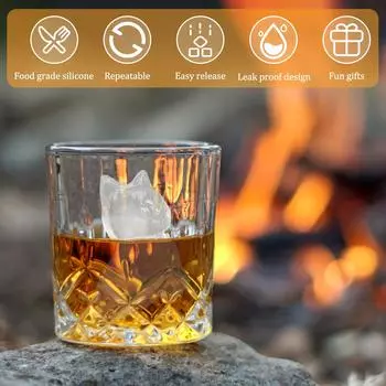 2 Pcs Cat Ice Cube Mold Cute Ice Cube Trays with Funnel-type Lid Silicone Ice Molds Fun Shapes 4 Hole Reusable Ice Cube Molds зелёный