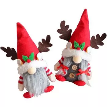 2 Pcs Christmas Decorative Dolls Sto Desktop Gnome The Gift Ornament Xmas Decorations Lovely Gnomes Cloth 12x7x22cm