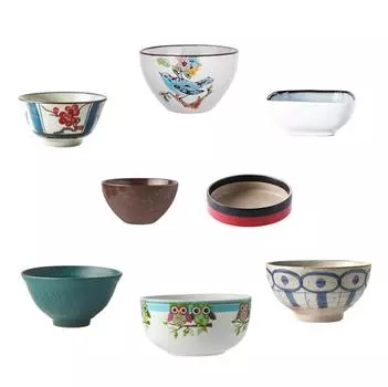 2 Pcs Creative ceramic rice bowl Household eating Rice bowl Small Atherosclerotic Snack bowl Japanese tableware