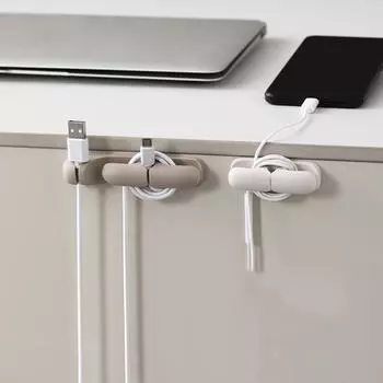 2 PCS Data Cable Fixer Desktop Self-adhesive Finishing Storage Network Cable Buckle Seamless Silicone Cable Organizer S коричневый