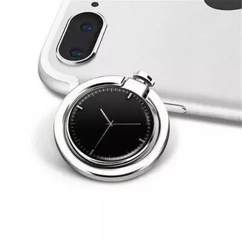 2 Pcs Fashion Bracket Metal Watch Shape Finger Ring Grip Mobile Phone Holder 360° Rotating серебряный