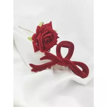 2 Pcs Fashion Women s Plush Rhinestone Rose Flower Geometric Hair Accessory Set Suitable For Daily Hair Styling As A Gift