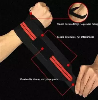 2 Pcs Fitness Wrist Bracer Hand Bands Adjustable Opening Design Sports Gym Weight Lifting Winding Color Random