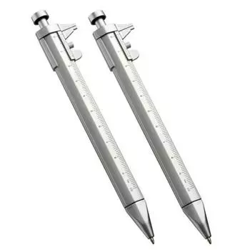 2 Pcs Gel Pens with Vernier Caliper Retractable Ballpoint Pen with 10cm Metric Caliper Ruler Multifunctional Shock-proof Measuring Tool