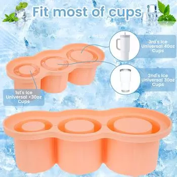 2 Pcs Ice Cube Tray for Tumbler Silicone Ice Cube Molds with Lids Easy Release Ice Maker Mold Reusable Large Ice Cube Trays for розовый