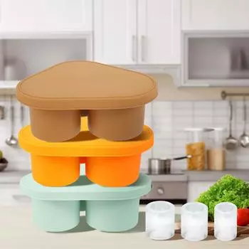 2 Pcs Ice Cube Tray Silicone Ice Cube Mold with Lid Cylinder Ice Maker Tray Reusable Ice Cube Maker Tray Easy Release Ice Cube зелёный