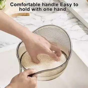 2 шт. многофункциональная сливная корзина с ручкой, толстая, устойчивая, большой емкости, полая, прозрачная, для мытья риса, фруктов, овощей, сливная чаша для кухни 2pcs зелёный