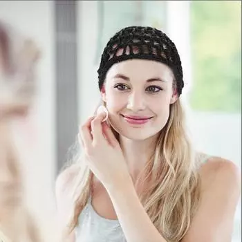 2 Pcs Nightcap Thick Yarn Crochet Elastic Hollow Out Net Multi-Purpose Mesh Cap королевский синий