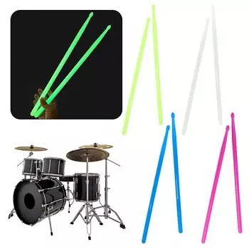 2 Pcs Nylon Fluorescent Drumsticks Light Up Drum Sticks Glow in The Dark Musical Instruments for Adults Kids Professional синий