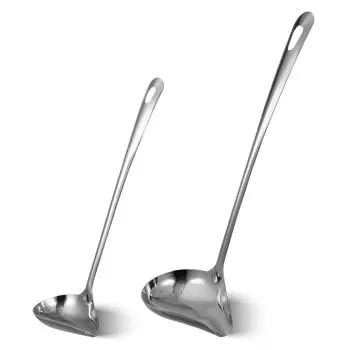 2 шт. ложка для масла с носиком для заливки соуса для сервировки из нержавеющей стали кухонные ложки для разбрызгивания супа с кулинарными ложками 33.3X10.5X3CM серебряный