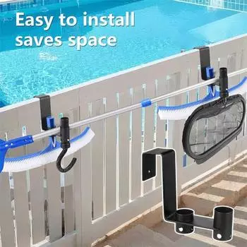 2 Pcs Pool Fence Hook Coated Metal Hook on Pool Fence Pool Tool