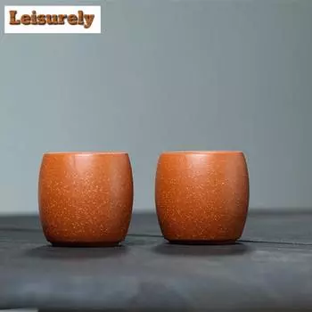 2 Pcs/set Authentic Yixing Purple Clay Teacup Handmade Smelling Tea Bowl Pu er Master Cup Chinese Zisha Tea Set Accessories 80ml