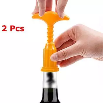 2 Pcs/Set Kitchen Household Creative Multifunctional ABS Stainless Steel Wine Bottle Opener Yellow Mini Corkscrew Accessories 2pcs