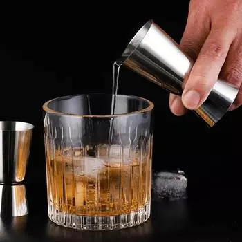 2 Pcs Silver Cocktail Measuring Cups Stainless Steel Spirit Measure Jigger Home 15/30ML