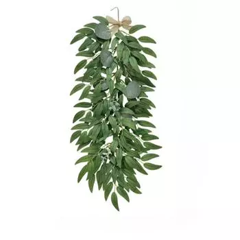 2 Pcs Simulated Willow Rattan Artificial Encryption Green Plant Wall Hanging for Home Balcony Wall Living Room Decoration