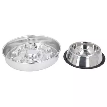 2 Pcs Slow Feeder Dog Bowls Stainless Steel Slow Down Eating Pet Dish Bowls Easy Cleaning Feeding Bo