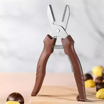 2 PCS Stainless Steel Chestnut Cracker Tool Ergonomic Chestnut Scissors Chestnut Cutter Chestnut Peeler Kitchen Tool коричневый